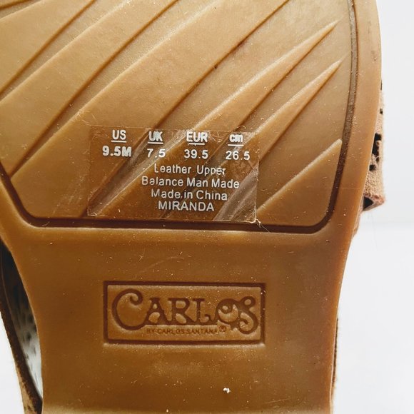 Carlos by Carlos Santana Miranda Brulee Tan Laser Cut Suede Ankle Bootie Sz: 9.5 - Picture 9 of 13